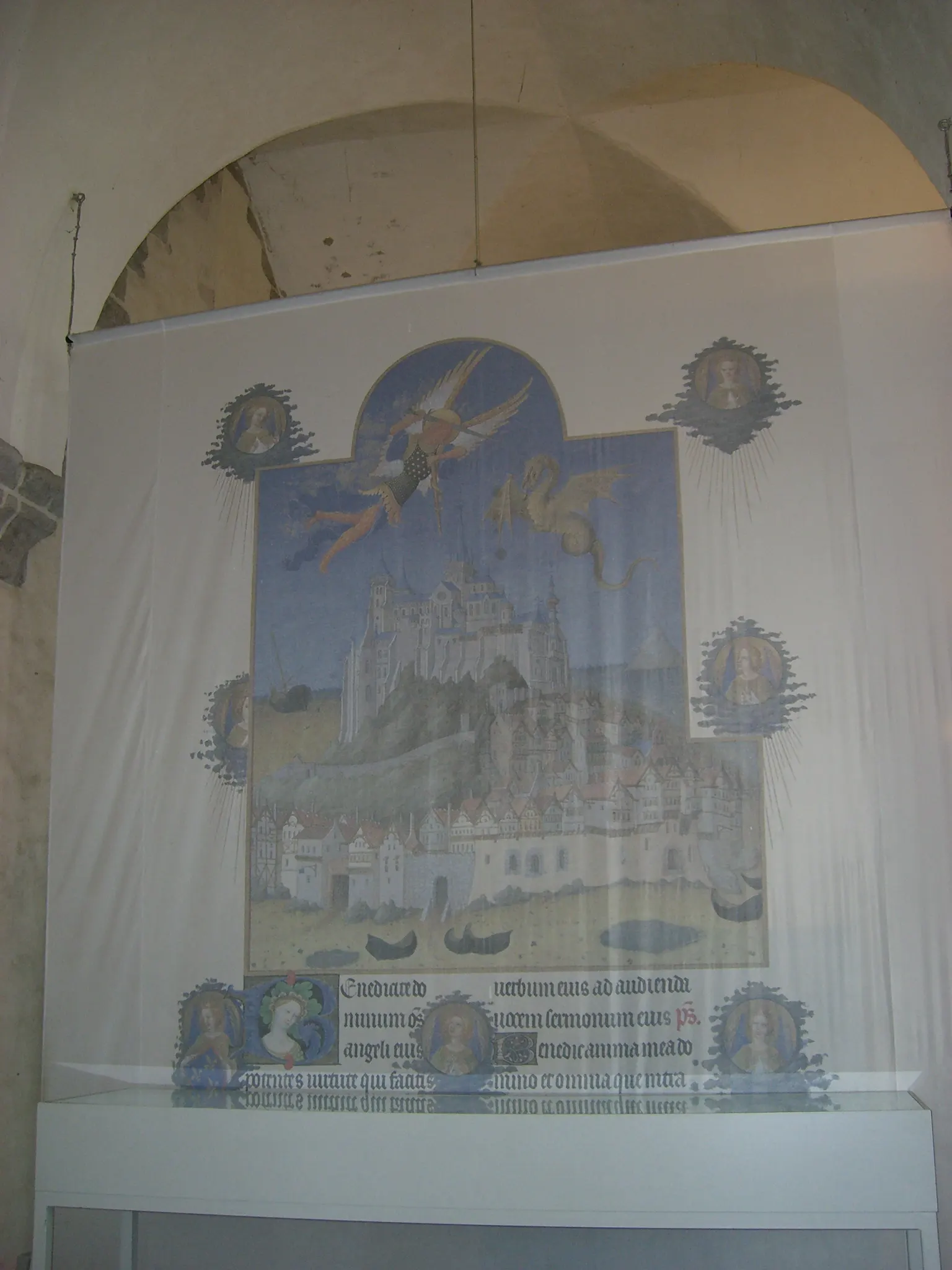 2006 Jun - The combat between the Archangel Saint-Michel and a dragon, featuring Mont-Saint-Michel in the background - Normandy